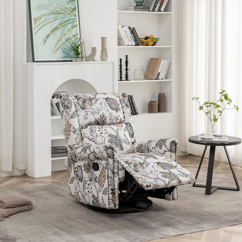 Quantico 92cm Wide Swivel Wing Chair Recliner, Green