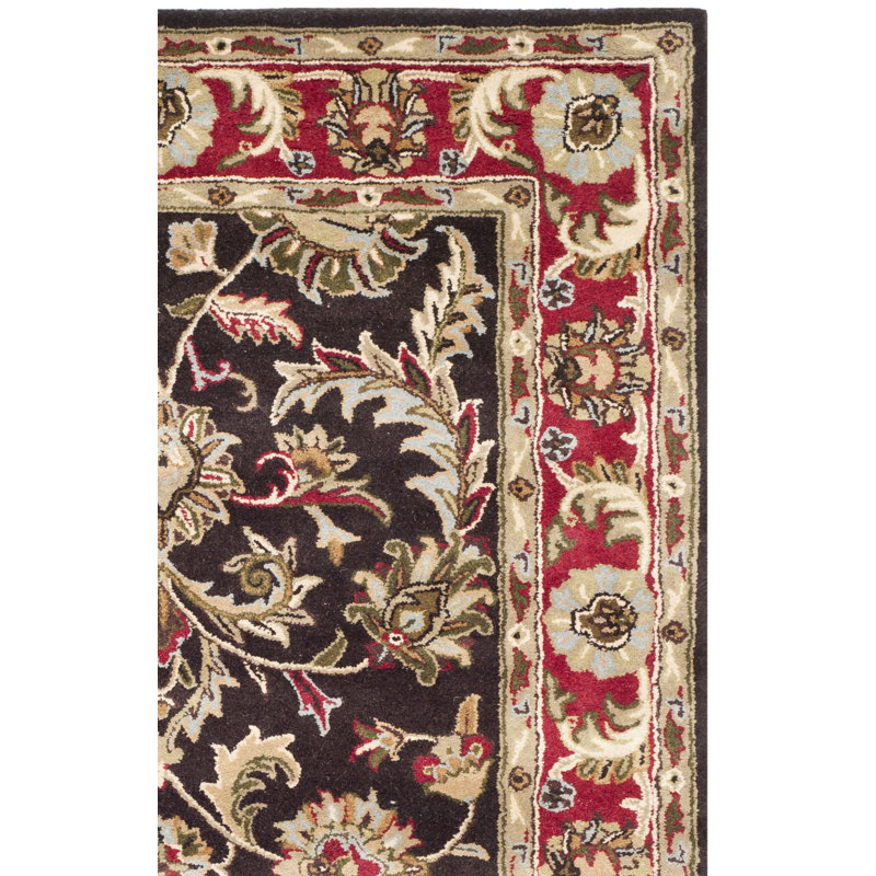 Tapis vert / rouge en laine touffeté à la main Cranmore, Rectangle 8 pi 3 po x 11 pi