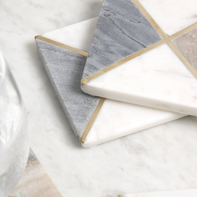 Marble Square 4 Piece Coaster Set