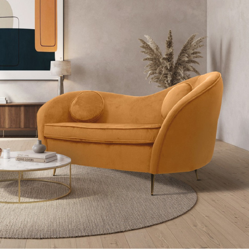 Velvet 2 Seater Sofa, Gold, Gold Velvet