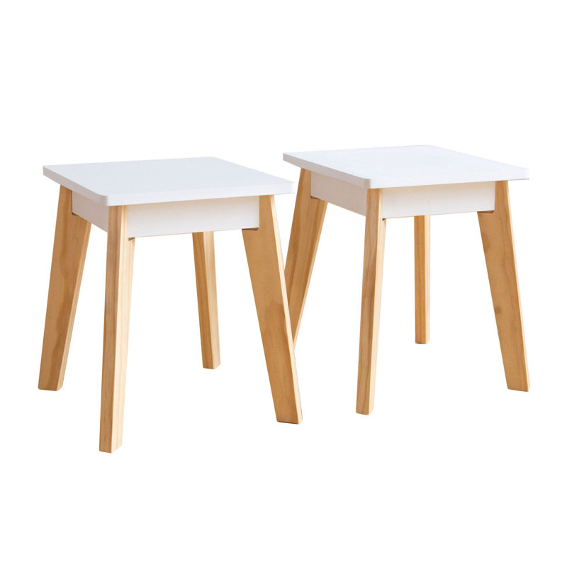 Wildkin Kids Arts & Crafts Stool Set – Modern Design for Boys & Girls, Solid Wood Legs, Perfect for Arts & Crafts Table, Set of 2 - White
