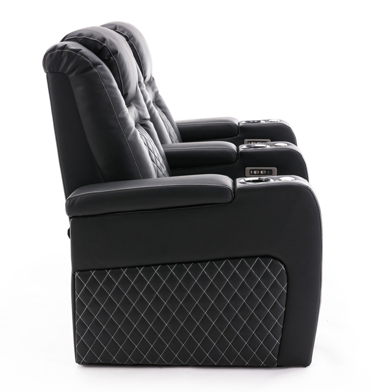 Broadway 2 Seater Electric Recliner Cinema Sofa, Black/White