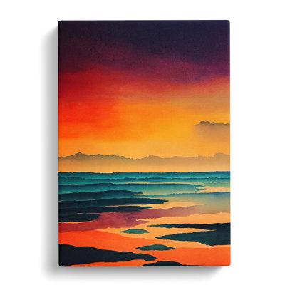 Sunset Watercolour No.5 - Wrapped Canvas Print