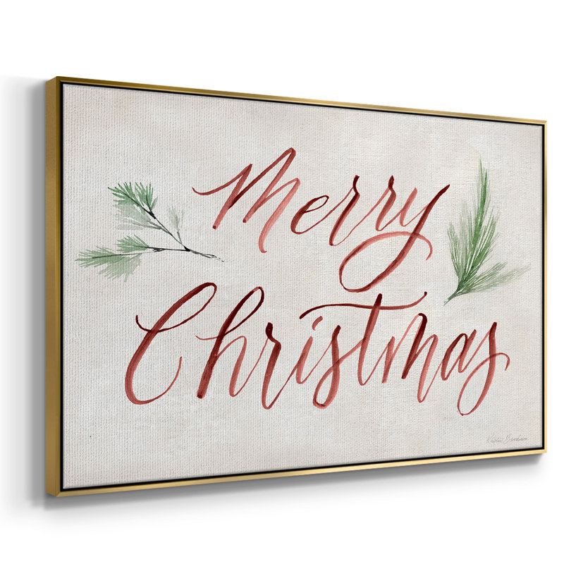 " Merry Christmas " Print, 25" H x 37" W x 2" D, Gold