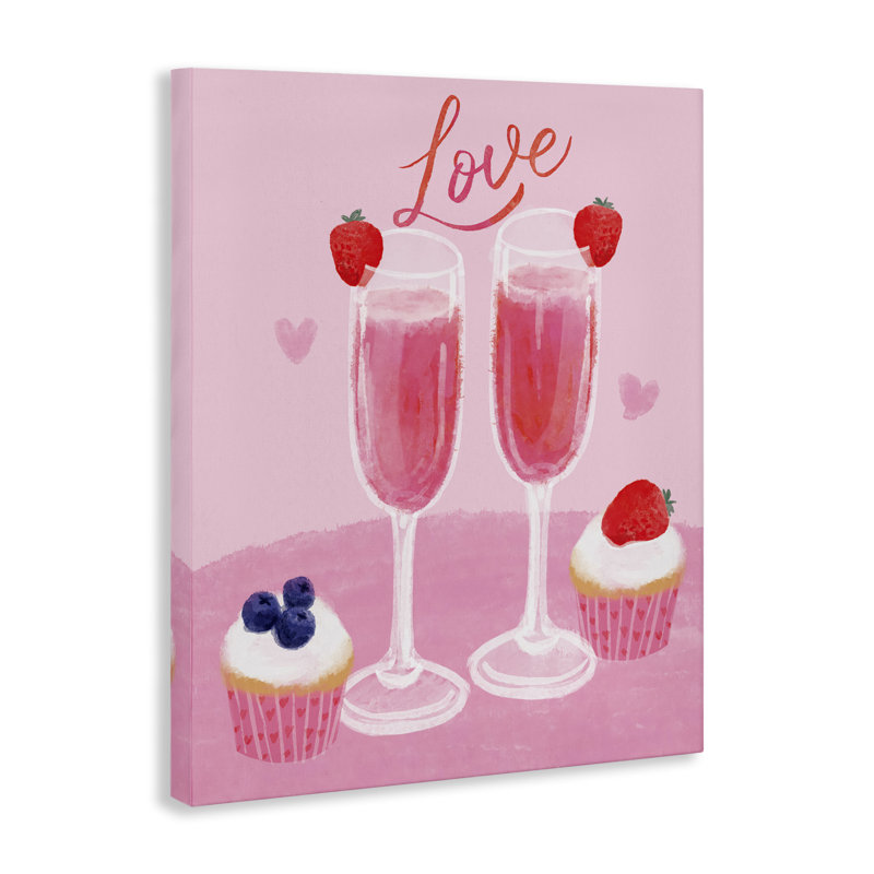  «Valentine's Twin Champagne», art mural sur toile par Be Ni La, H 20 po x l 16 po