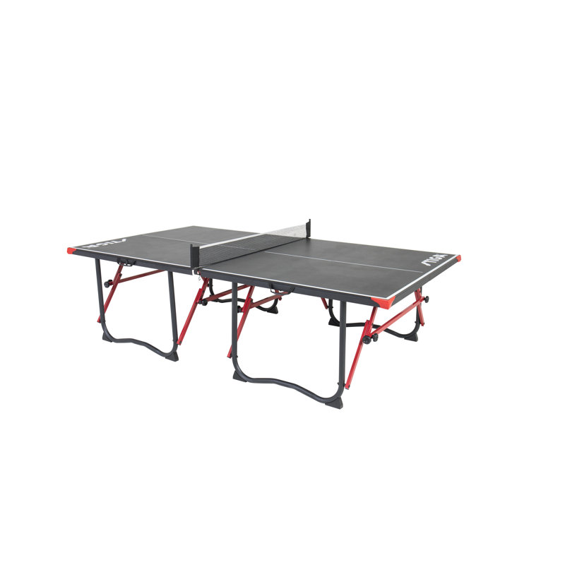 Foldable Black and Red Engineered Wood Table Tennis Table with Net