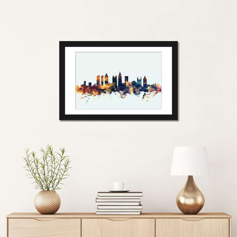 Reproduction d'art sur toile tendue Skyline Series: Atlanta, Georgia, USA, H 16 po x l 24 po x P 1 po, Blanc