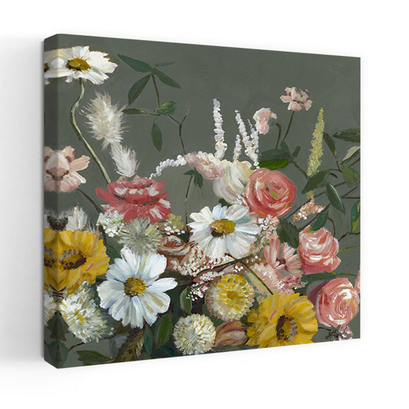 «Vibrant Floral Harmony», art mural contemporain abstrait, H 36 po x l 36 po