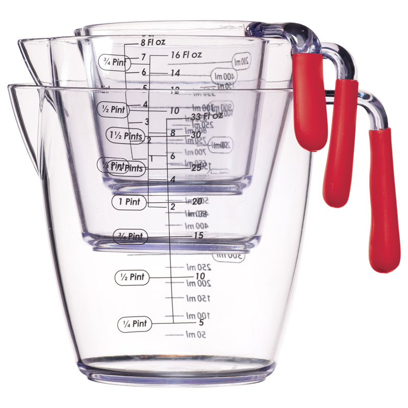 Colourworks Plastic Measuring Cups and Measuring Spoons Set, Red