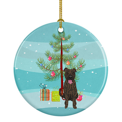Ornement de Noël en céramique Pit Bull Brindle # 1