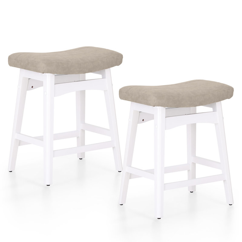 Tabouret de bar et de comptoir Amber-Mae, Tabouret de comptoir (siège d’une hauteur de 24, Beige, Blanc