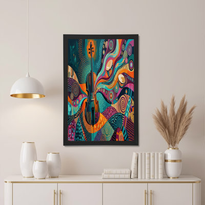 «Violin and Drums in Vibrant Abstract Swirls», art mural sur toile