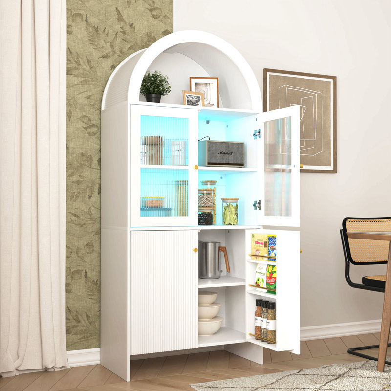 Armoire de dôme en panneau de fibres à densité moyenne Tech-Inspired - Une combinaison intelligente de rangement pour les collations et d'éclairage à DEL.