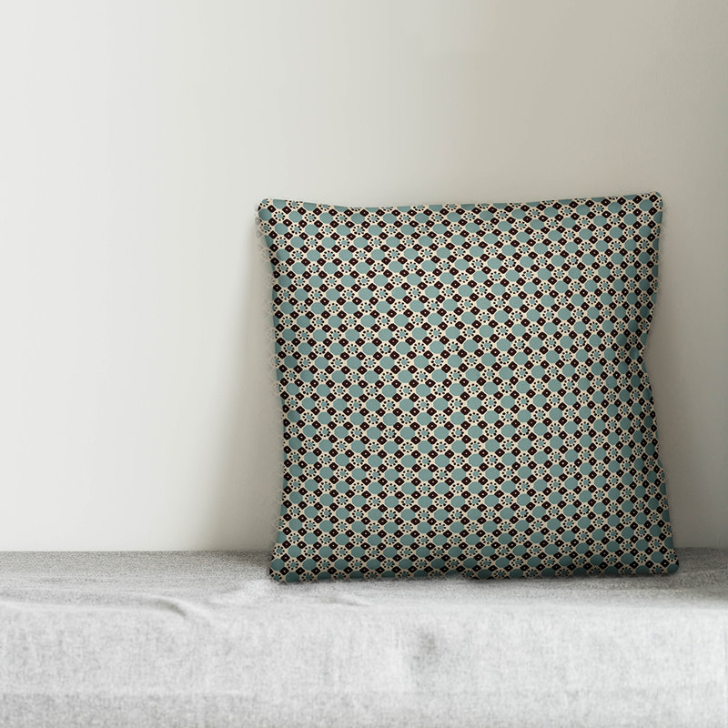 Housse de coussin Folk, Bleu, 16 po x 1 po