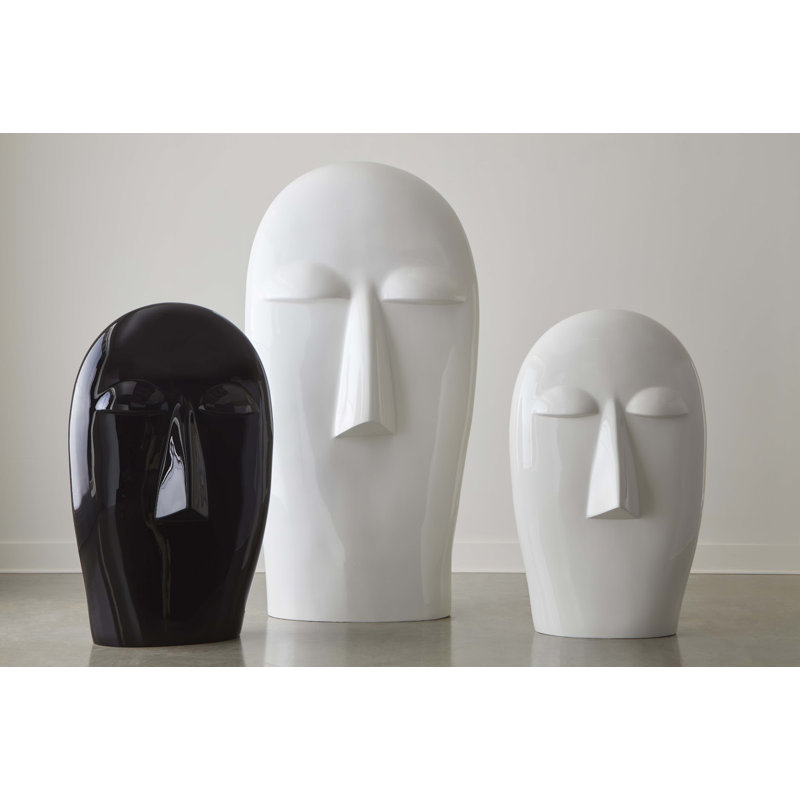 Sculpture visage émergent, gel, petit, H 52 po x l 34 po x P 21 po, Blanc