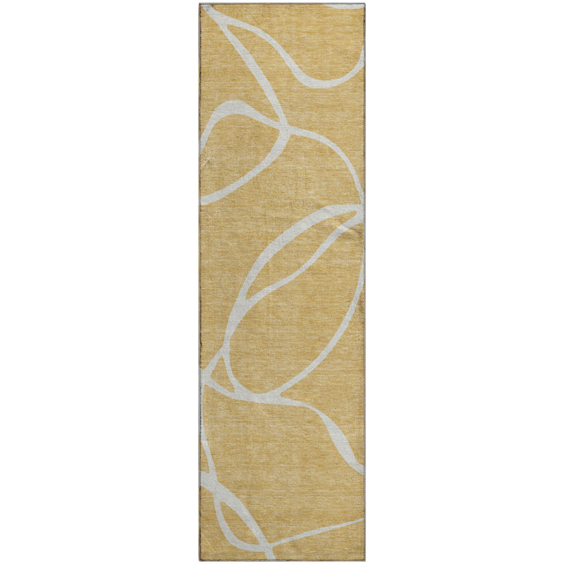 Premium Machine Washable Corum AMF999 Swirls Rug, Runner 2'3" x 7'6"