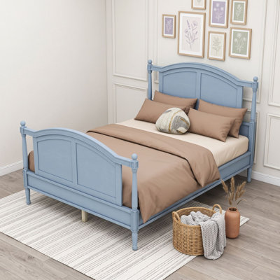 Wood Platform Bed Frame with Headboard