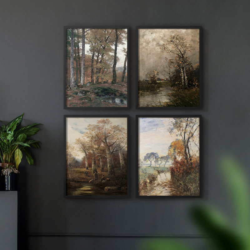 «Vintage Landscape CVII», ensemble de 4 encadrés, H 10 po x l 32 po