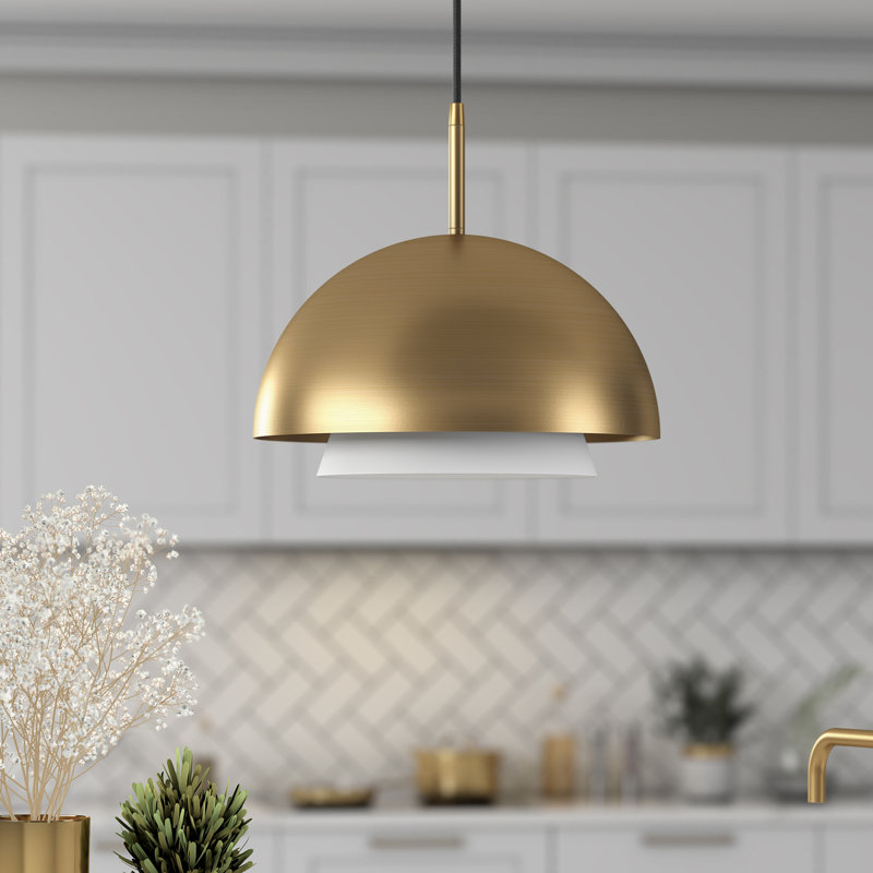 Luminaire suspendu en forme de dôme à 1 lumière Lyle, Laiton