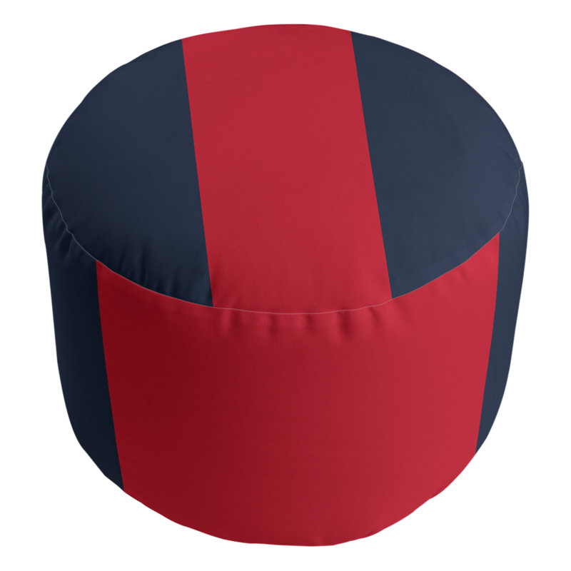 Repose-pieds cubique rond à rayures 20,5", Bleu marine / rouge / bleu marine
