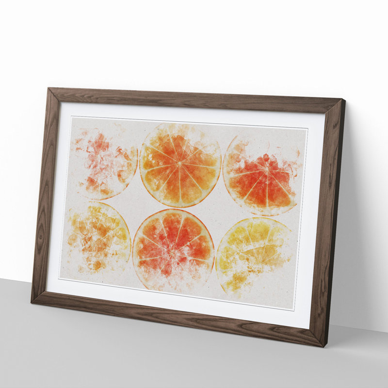 Orange Fruit Slices - Picture Frame Painting, Walnut Framed, 27cm H x 36cm W x 2cm D