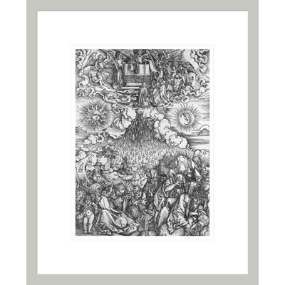 Scène de l'Apocalypse, l'ouverture des Cinquième et Sixième Sceaux, édition Latine par Albrecht Dürer, impression giclée sur cadre