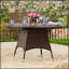 Table de salle à manger d'extérieur circulaire CORSICA avec osier en polyéthylène durable et structure en fer robuste