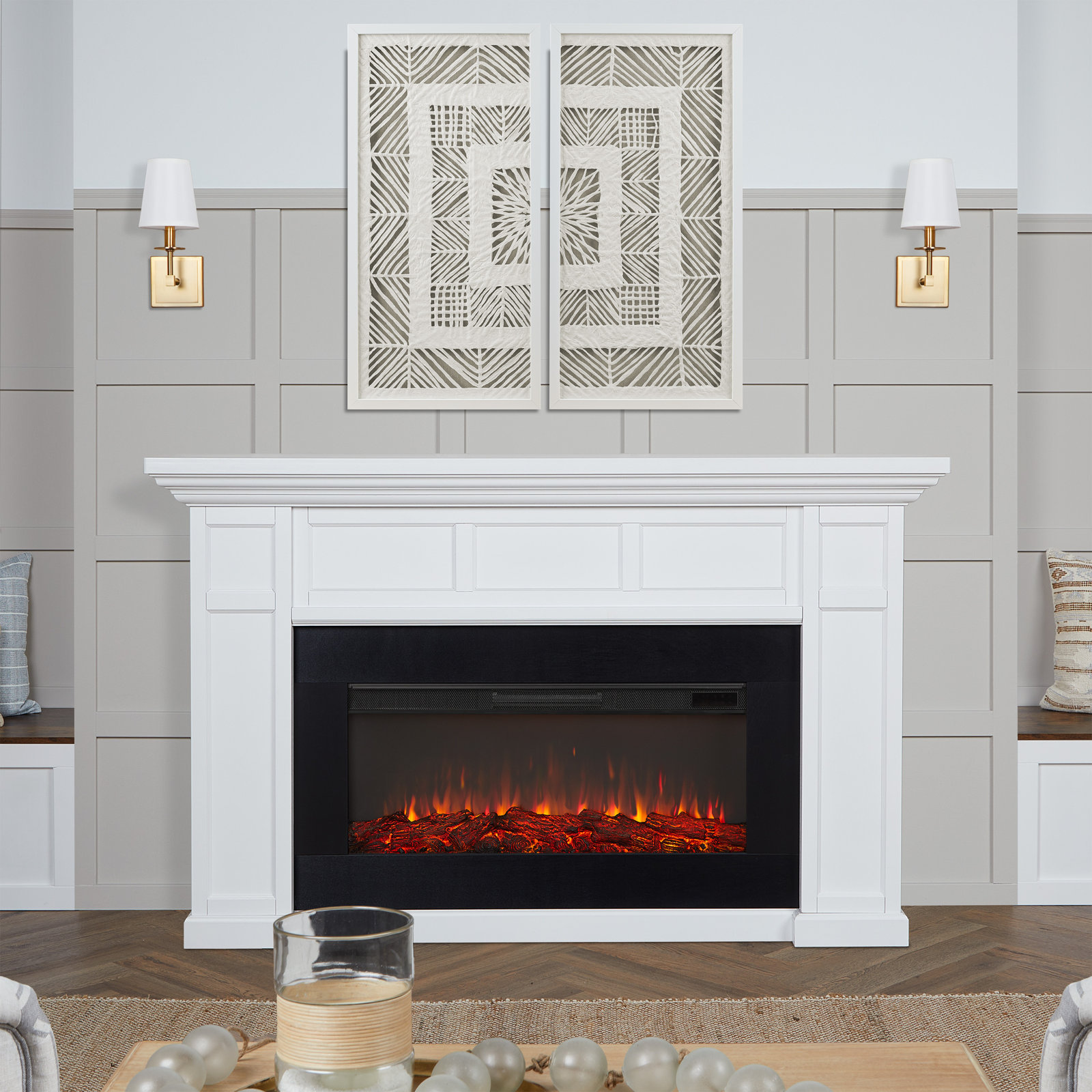 Real Flame® Alcott Electric Fireplace, White, Standard