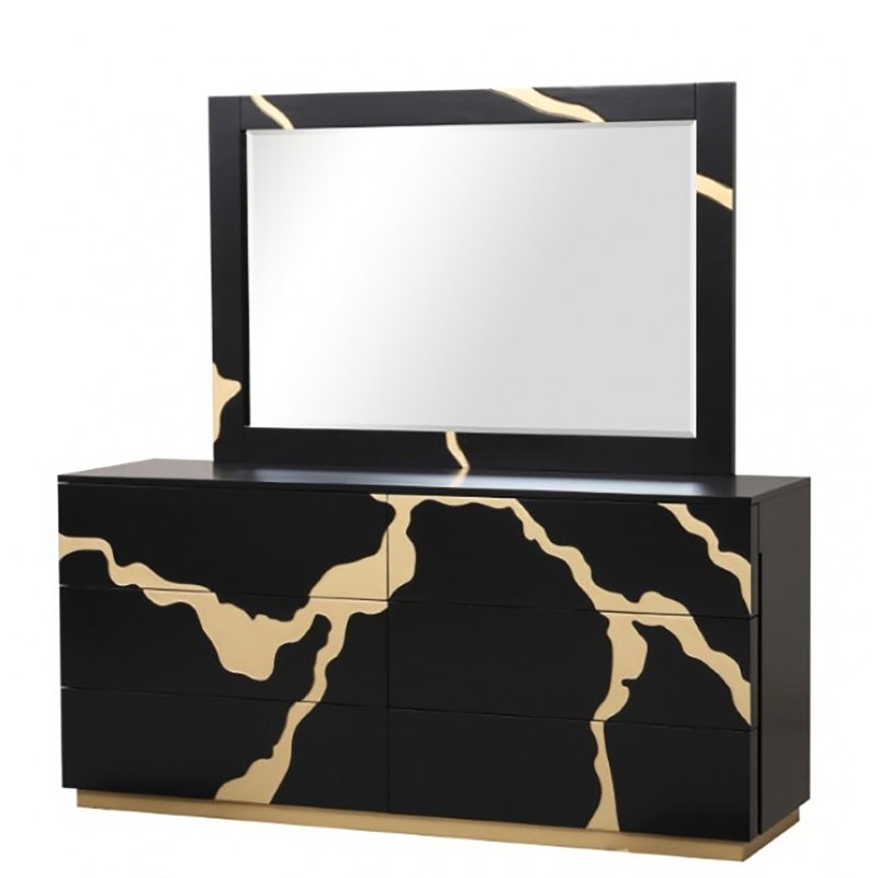Commode 6 tiroirs avec miroir Wrayanne