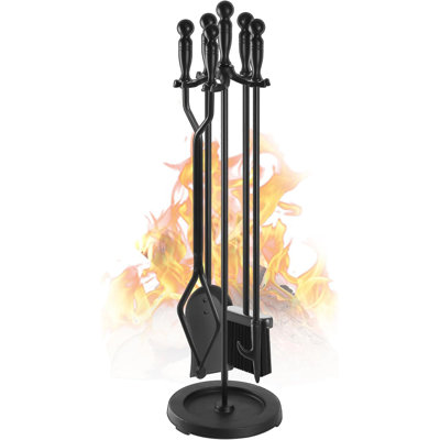 5 pièces 30,5 pouces en fer forgé noir grand ensemble d'outils de foyer intérieur / extérieur