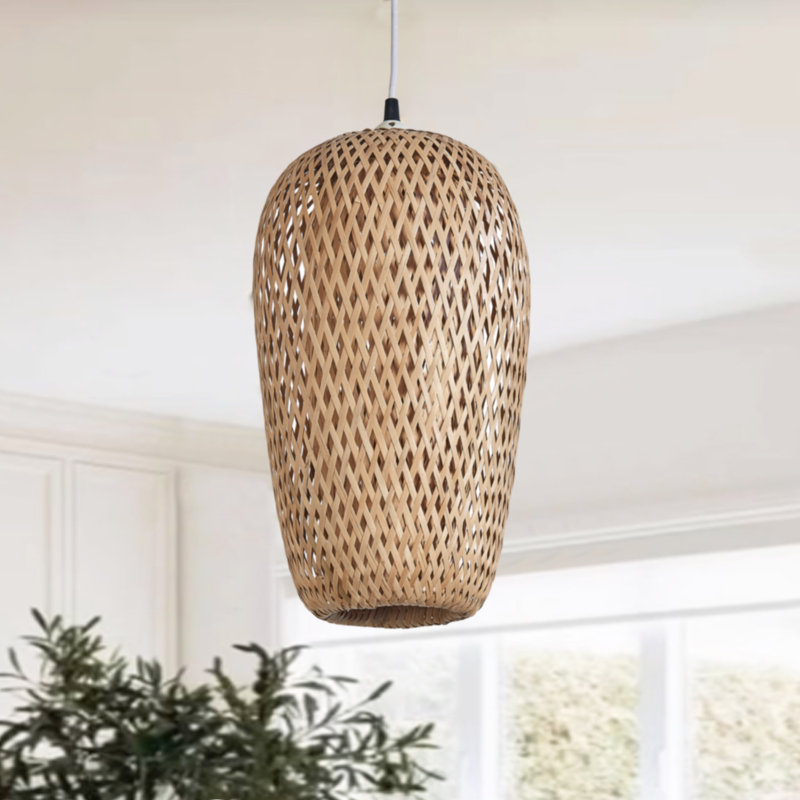 14x8 inch 1 light bamboo shade pendant