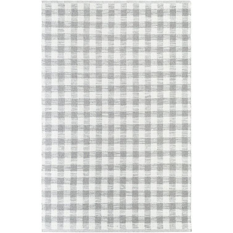 Lavande Plaid Wool Area Rug in Gray/White/Light Gray