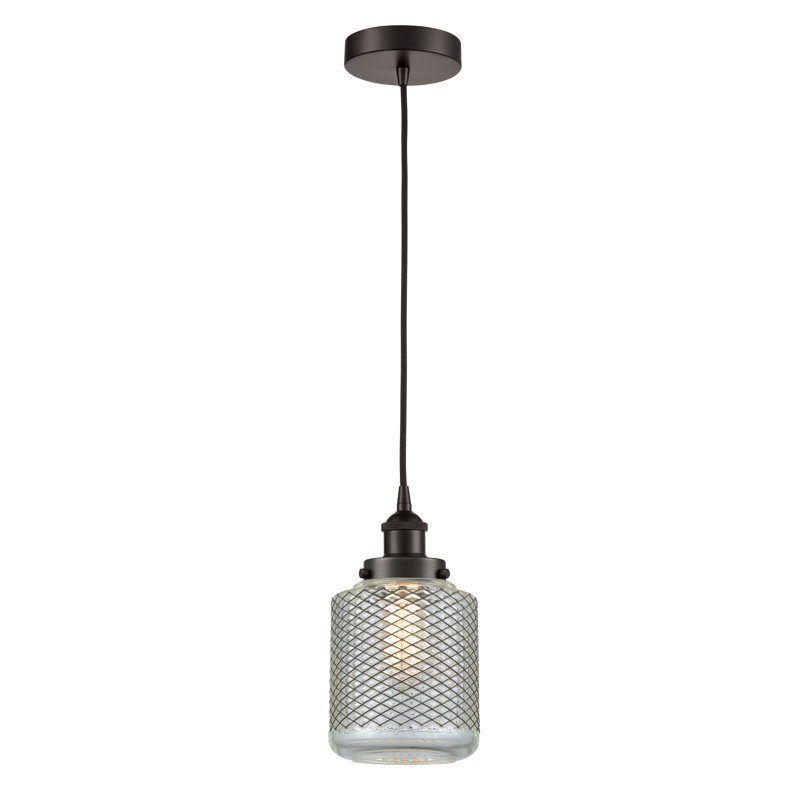 Luminaire suspendu cylindrique à 1 lumière Iyana, Bronze huilé