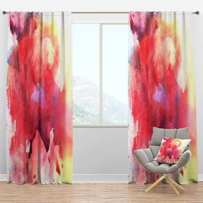 Abstract Composition of Pink and Purple - Abstract Curtain - Velvet Room darkening - 1 panel