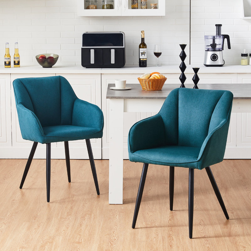 45.5cm H Upholstered Metal Armchair, Blue Green