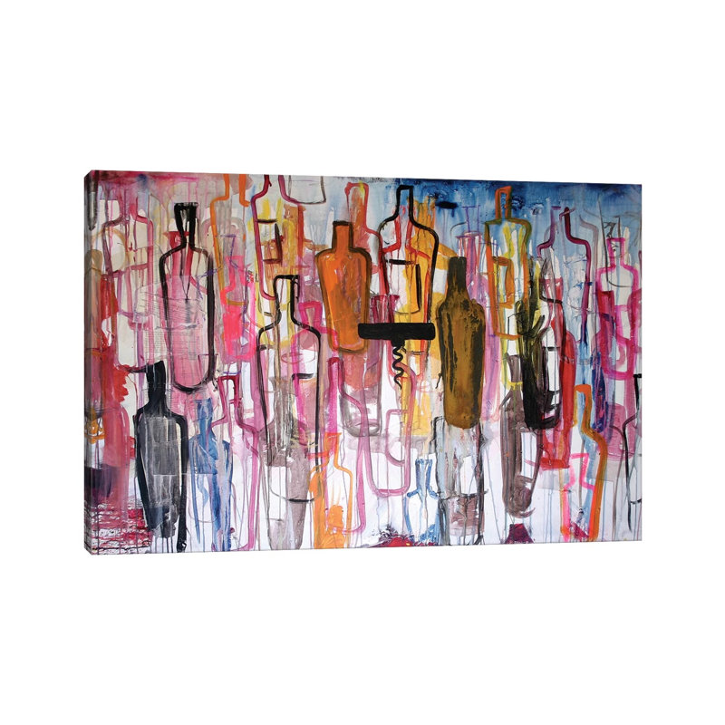 Bottles by Kent Youngstrom - Painting on Canvas, 20.32 cm H x 30.48 cm W, Wrapped Canvas