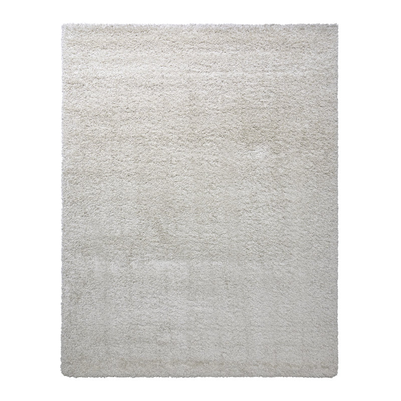  Ultimate Shag Modern Solid Color Ivory Cream Polypropylene Thick Plush Shag Indoor Area Rug, Rectangle 5'3" x 7'5"