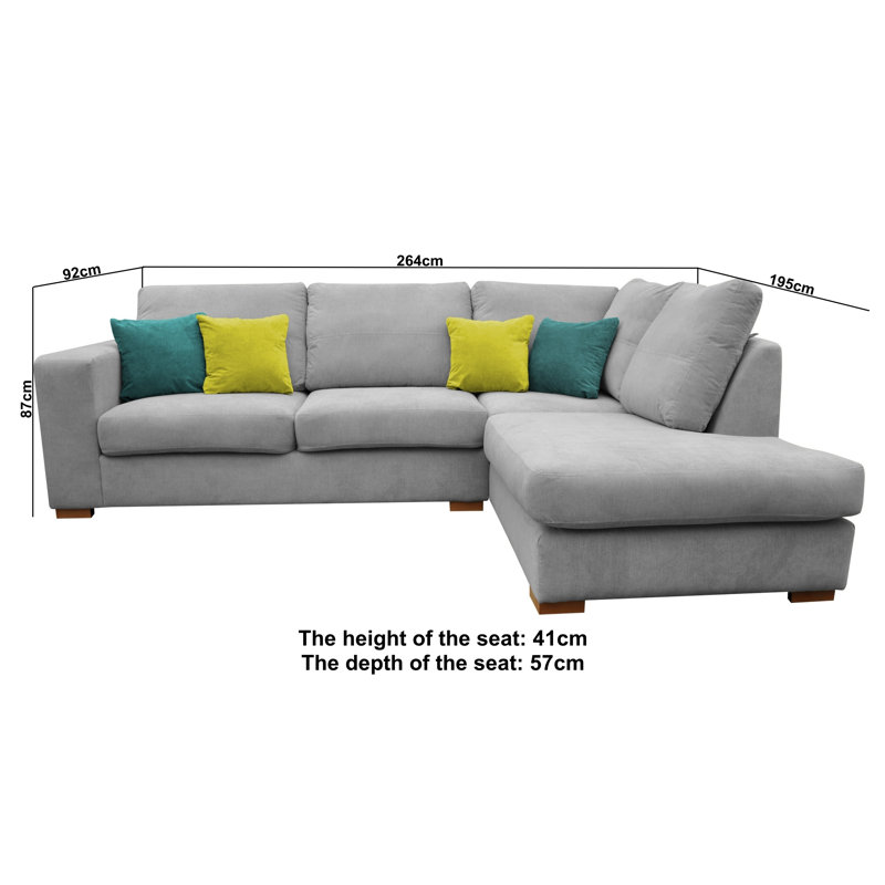 Isobe Corner Sofa, Silver, Right Hand Facing