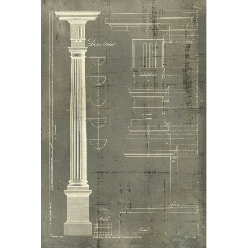 Column Blueprint IV - Wrapped Canvas Painting, 30cm H x 20cm W x 3.8cm D