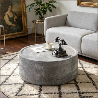 Table basse ronde en bois aggloméré pour le salon