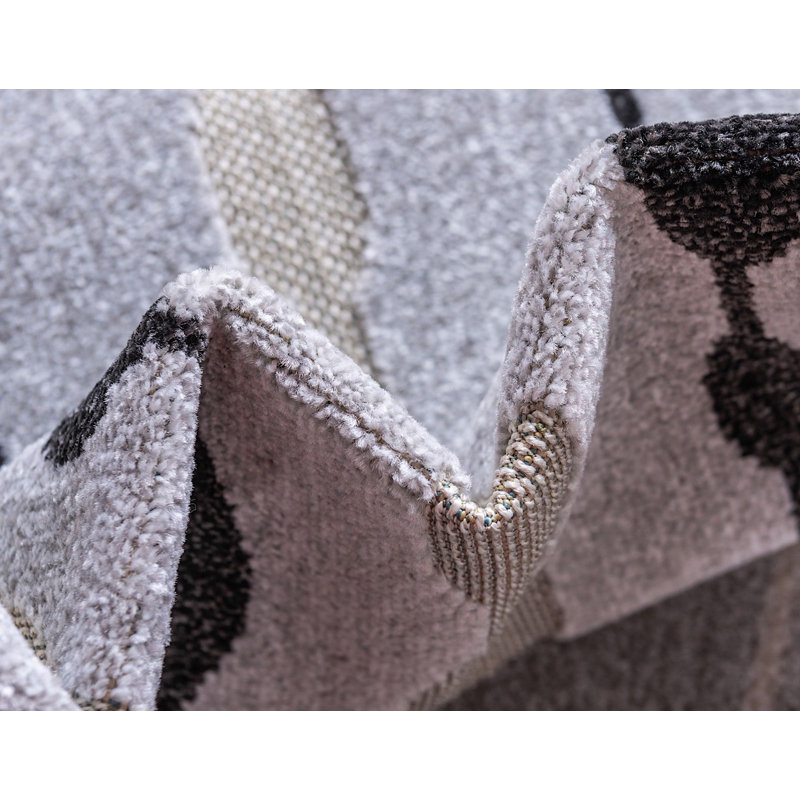 Tapis de véranda d'extérieur à pois gris, Rectangle 9 pi x 12 pi