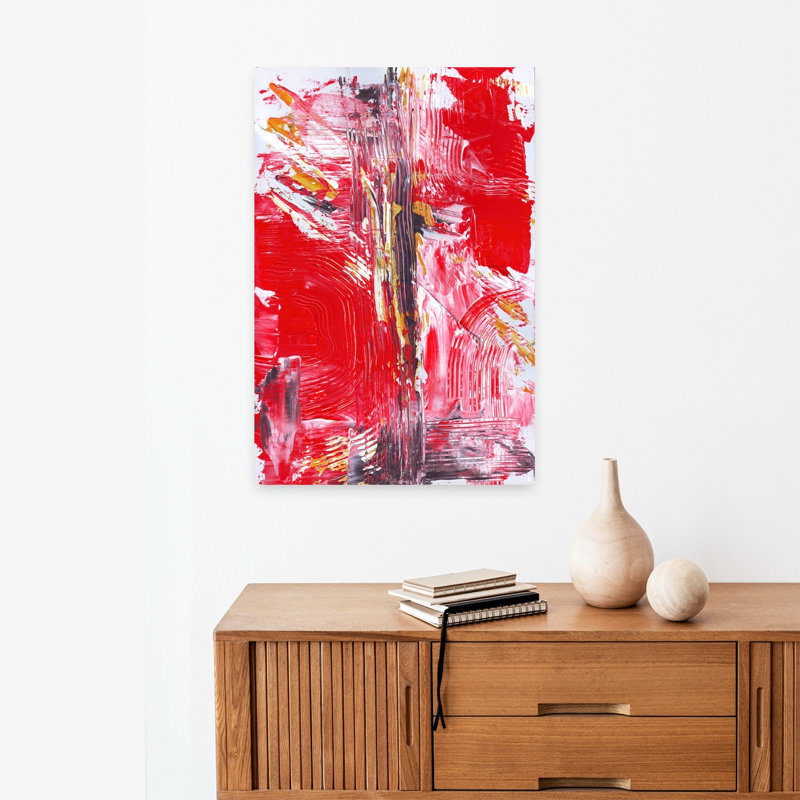 Peinture murale abstraite vibrante avec des coups de pinceau abstraits et abstraits, H 24 po x l 16 po