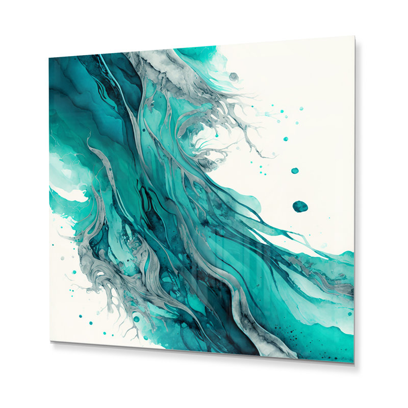 Turquoise Waves in Paradise VII - impression sans cadre sur métal, H 36 po x l 36 po x P 1 po