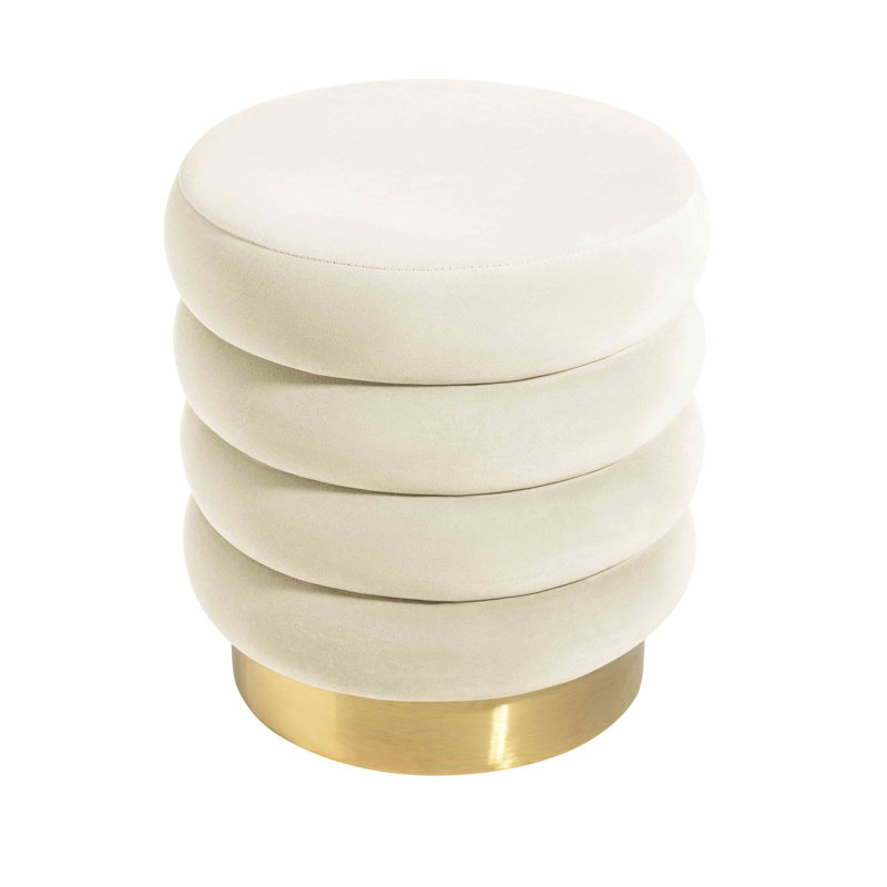Repose-pieds standard rond 16,2" velours Fiqueroa, Beige, Or