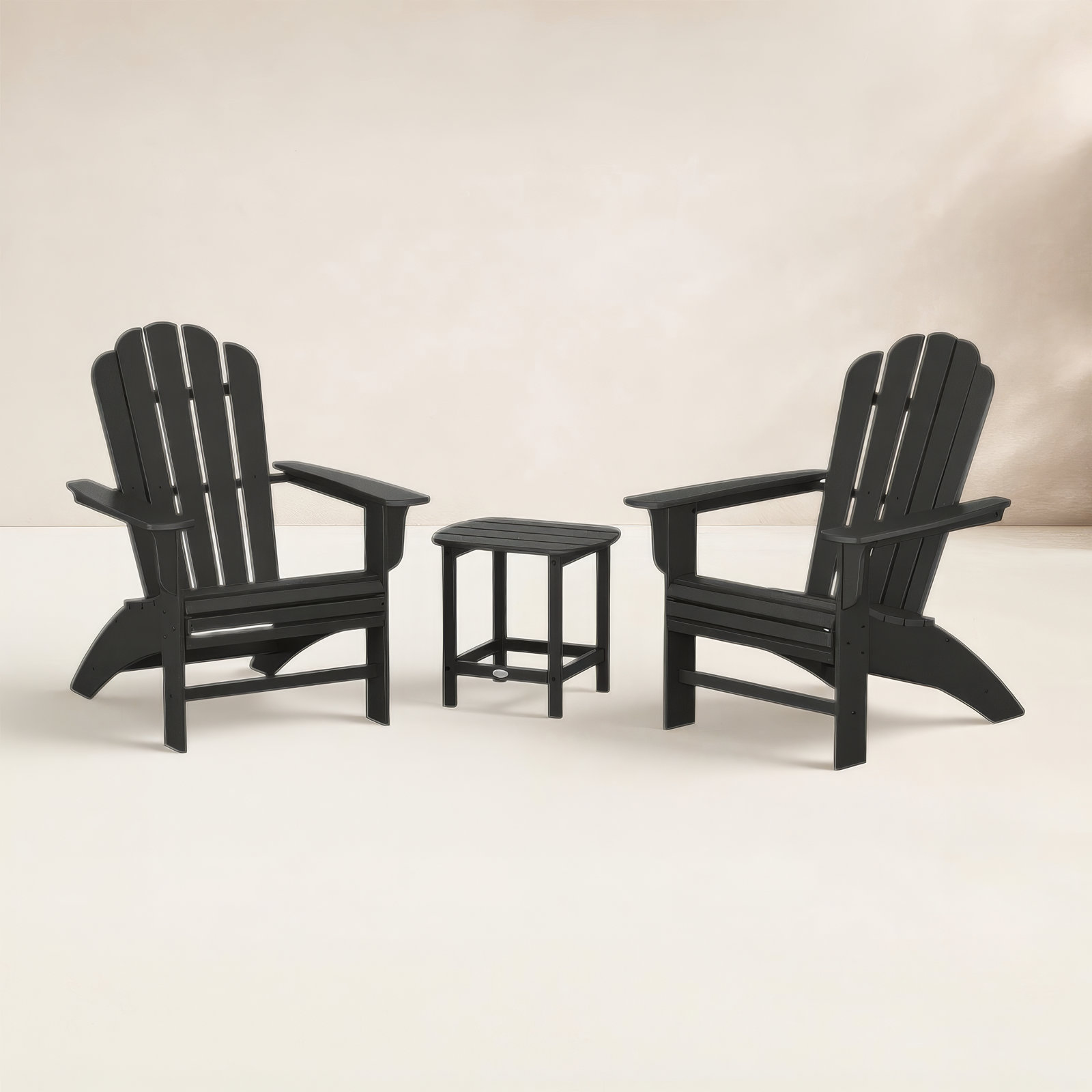 POLYWOOD Country Living Adirondack Chair Set, Black