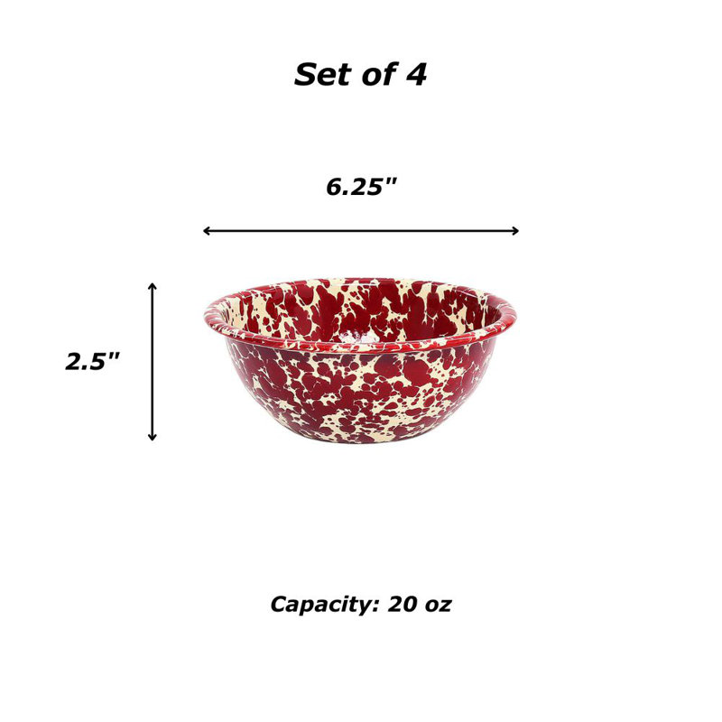 Yellow Ceramic Splatter Enamel Cereal Bowls Set of 4
