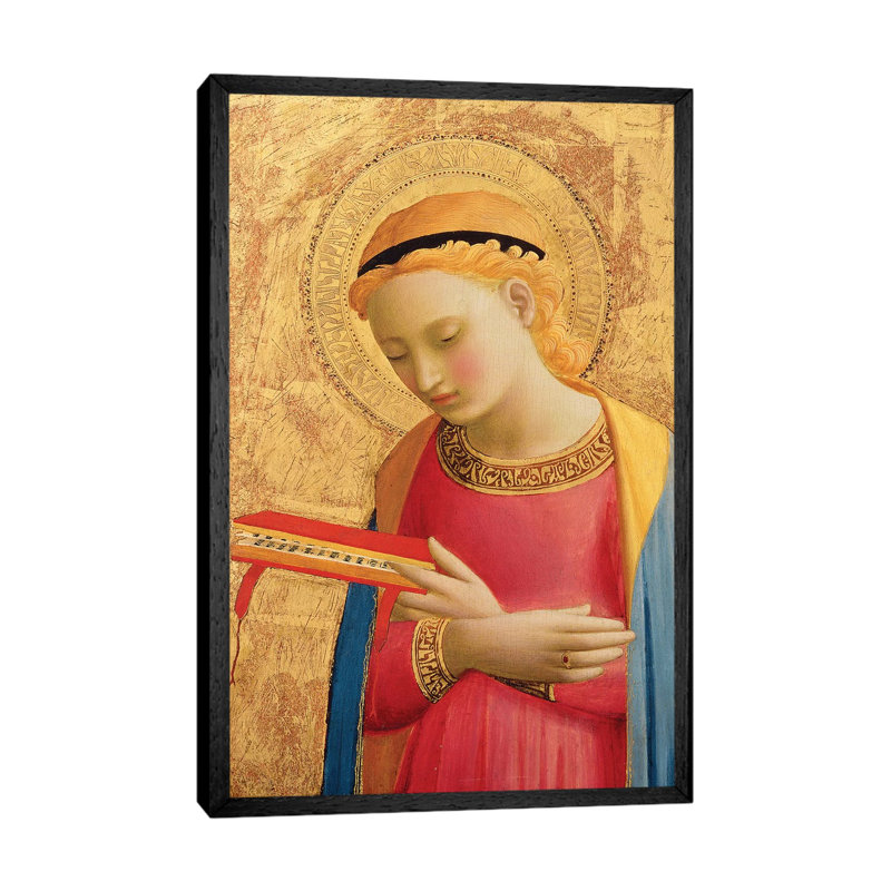 Virgin Annunciate, 1450-55 by Fra Angelico - Painting on Canvas, Black Framed, 66.04cm H x 45.72cm W x 3.81cm D