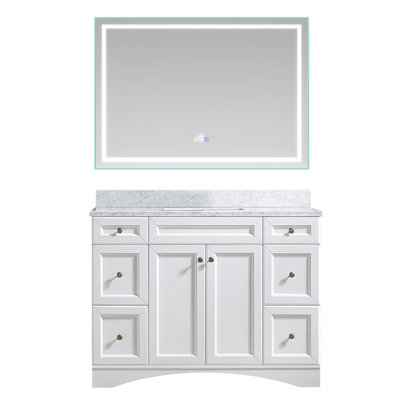 48 " W Freestanding Standard 1 Single With Carrara Marble Top with Mirror