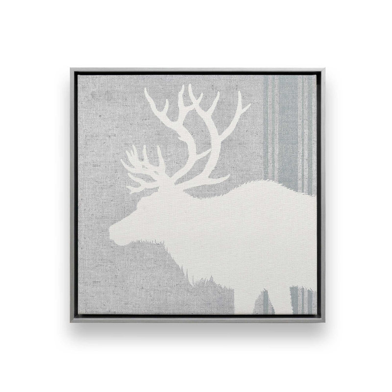 Antlered Silhouette II, reproduction sur toile dans un cadre, H 24,75 po x l 24,75 po, Chrome poli