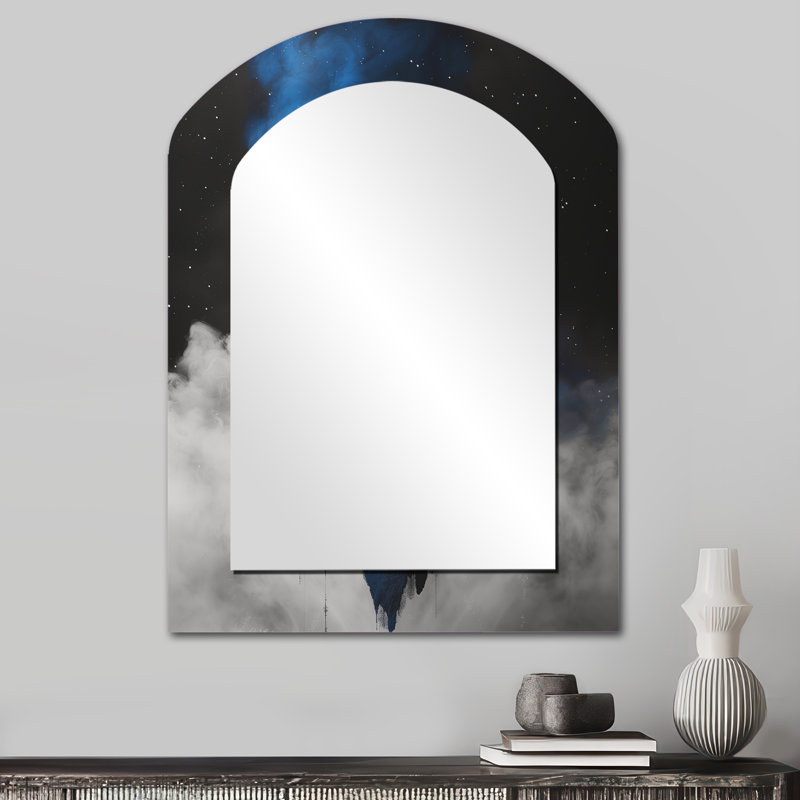 Décoration miroir bleu bleu astrologie Balance cosmique Balance bleue, 34 po x 25 po
